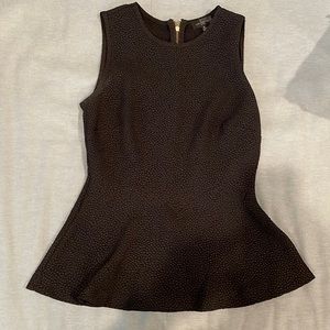 The Limited - Black Textured Peplum Top - Gold Zipper Down Back - Size M